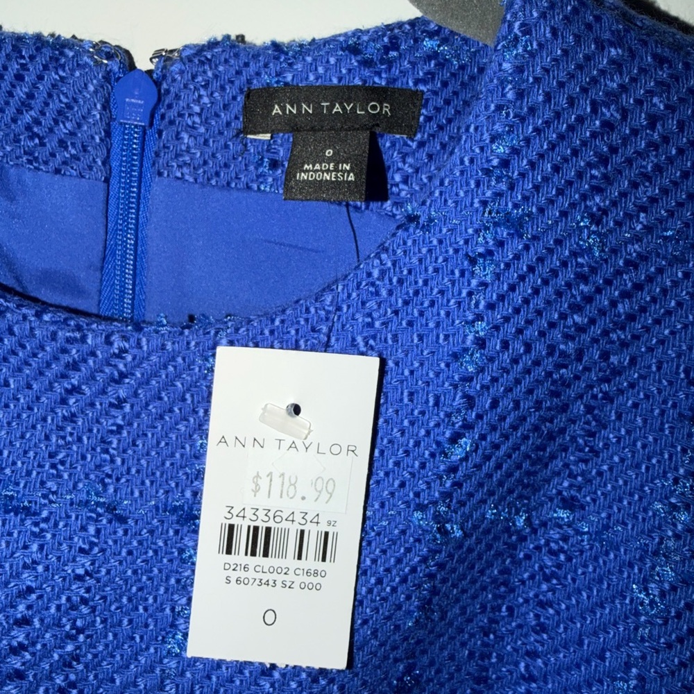 Ann Taylor Vibrant Blue Textured Midi Dress - Picture 4 of 5